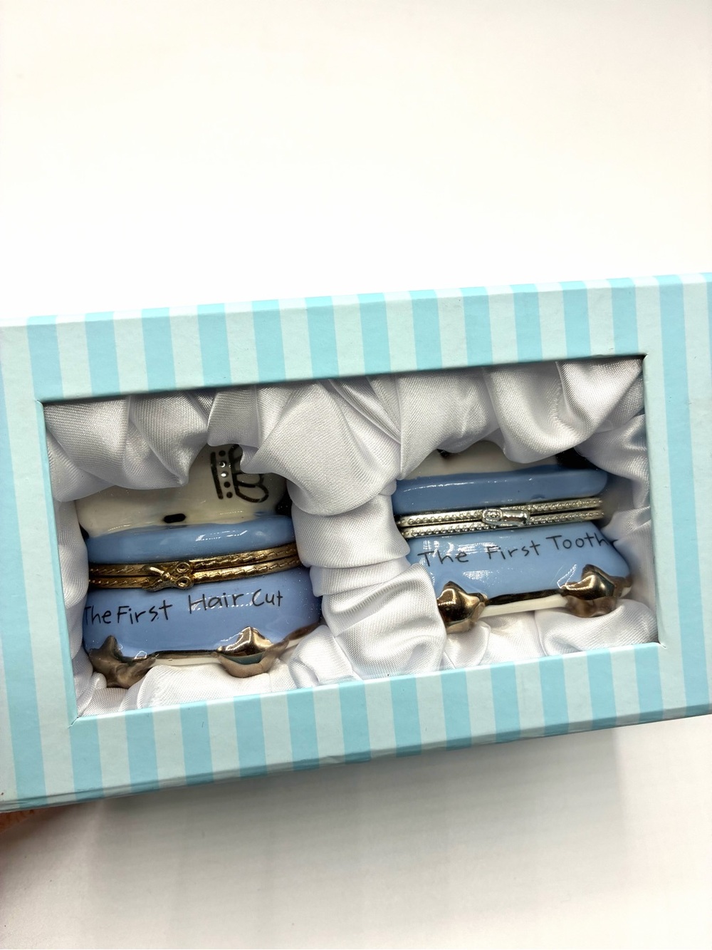 Mud Pie Baby Keepsake Trinket Boxes – First Tooth & First Haircut Prince Set